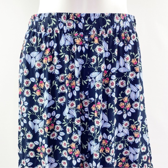NEW LOFT Size S Blue Floral Asymmetrical Midi Skirt - Picture 2 of 6